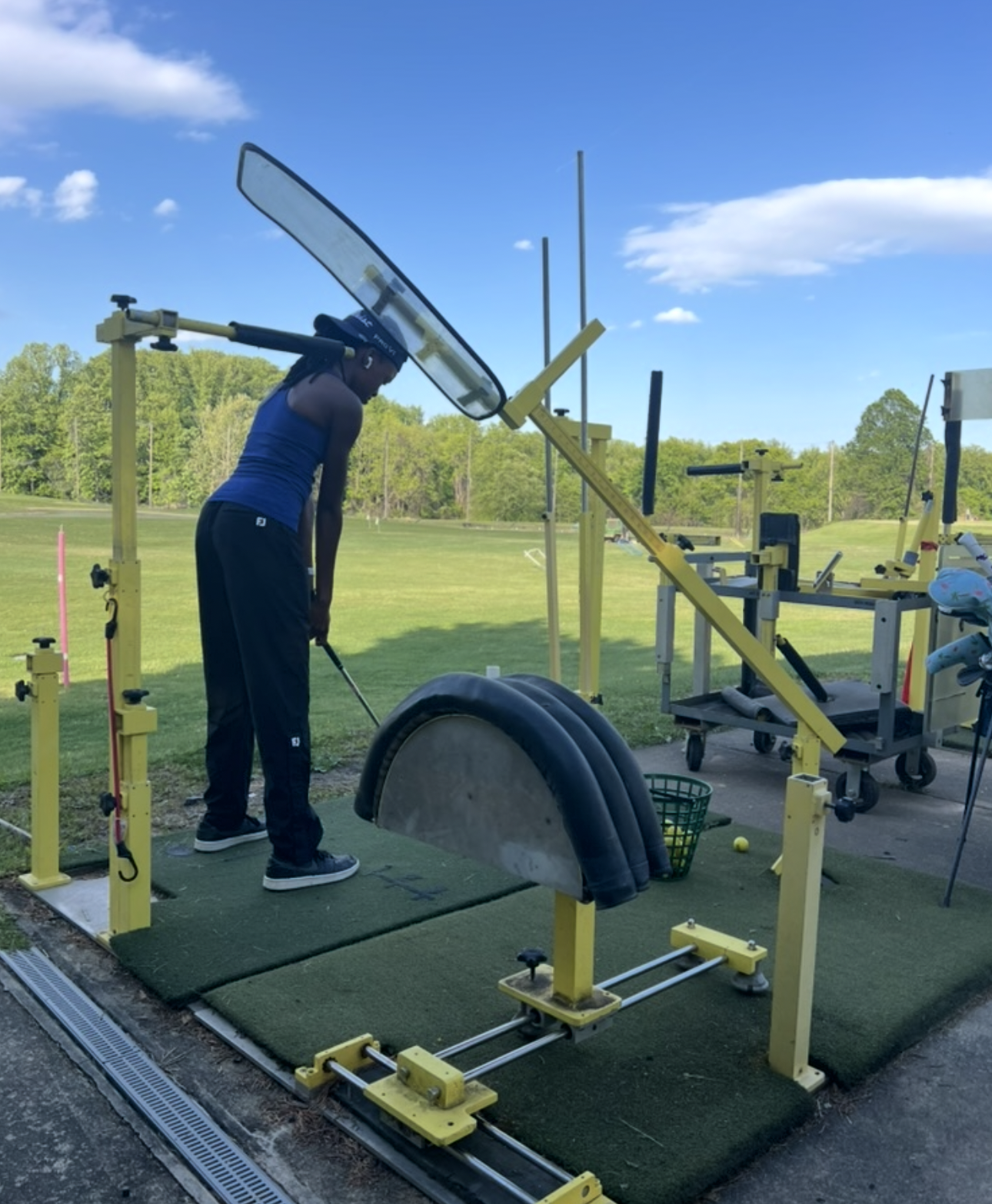 Working through a rep with the plane trainer at the range.
