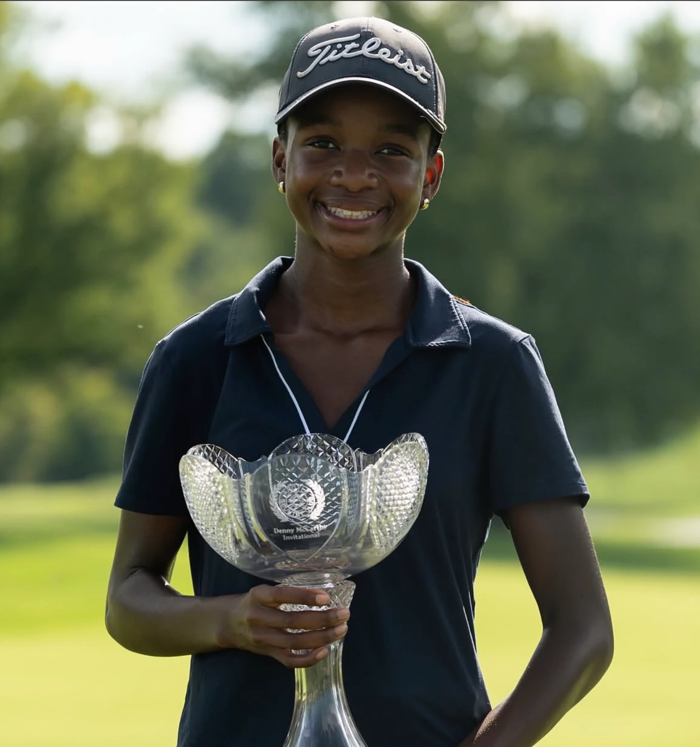 With the Denny McCarthy Invitational trophy after the final round
